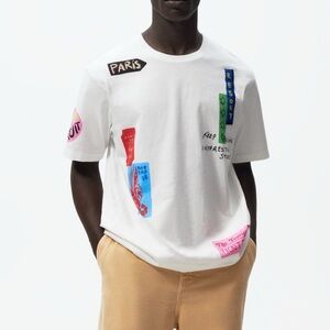 NWT - Zara White Tee with Graphic Accents